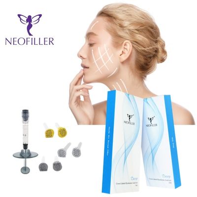 Injeksi wajah 9-12 Bulan Umur panjang Filler Dermal Asam Hyaluronic Transparan Dengan Linking silang