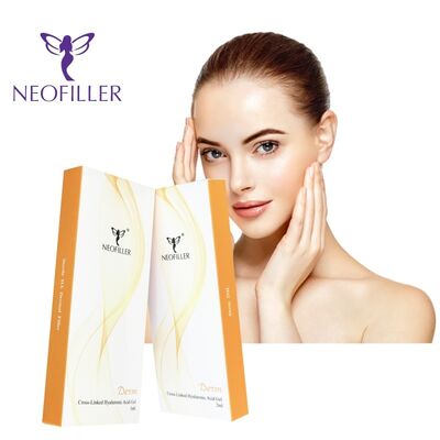 Suntikan Hipodermik Pengisi Kulit Asam Hyaluronik Tautan Silang Gel Suntik Kontur Wajah Pengurangan Garis Halus