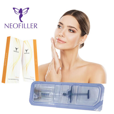 Suntikan Hipodermik Pengisi Kulit Asam Hyaluronik Tautan Silang Gel Suntik Kontur Wajah Pengurangan Garis Halus