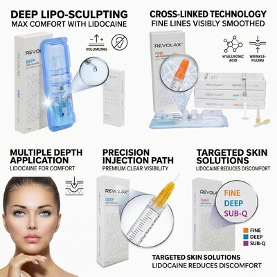 Revolax Sub-Q Chin Filler Monophasic Cross-Linked Hyaluronic Acid Dermal Filler 1.1ml untuk Pembesaran Chin