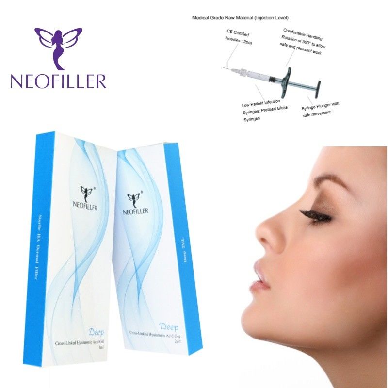 Injeksi wajah 9-12 Bulan Umur panjang Filler Dermal Asam Hyaluronic Transparan Dengan Linking silang
