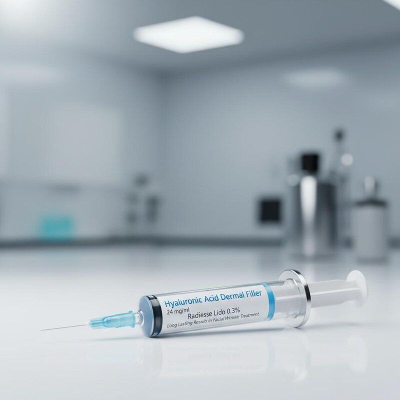 24 Mg/ml Asam Hyaluronic Dermal Filler Radiesse Lido 0.3 Persen Konsentrasi Memberikan Hasil yang Lama Bertahan dalam Pengobatan Kerutan Wajah