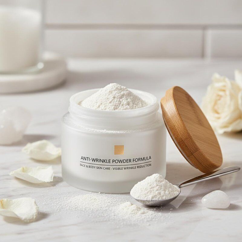 Formula Powder Anti Wrinkle Formula untuk perawatan kulit wajah dan tubuh yang memberikan pengurangan keriput yang terlihat